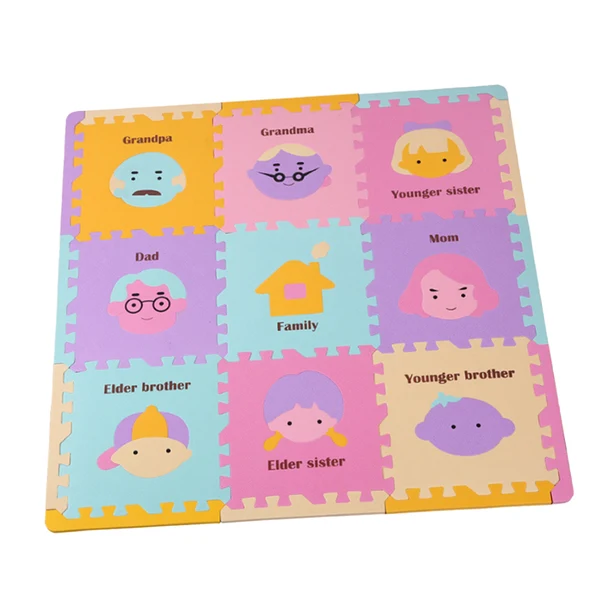 Green Max 9 Pieces Cartoon Puzzle Interlocking Foam Floor Tiles Kids Play Mats Family Sustainable