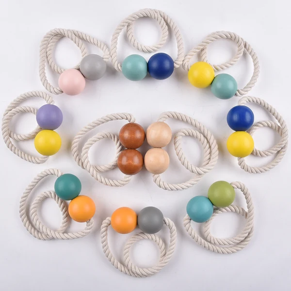 High-End Max 1 Pair Magnetic Wooden Beads Window Curtain Tie Back Royal Blue Blue Minimalist