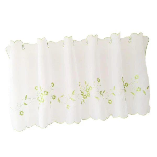 Artisan Max Embroidered Window Tiers Kitchen Cafe Half Curtains Green 30x120cm Unique