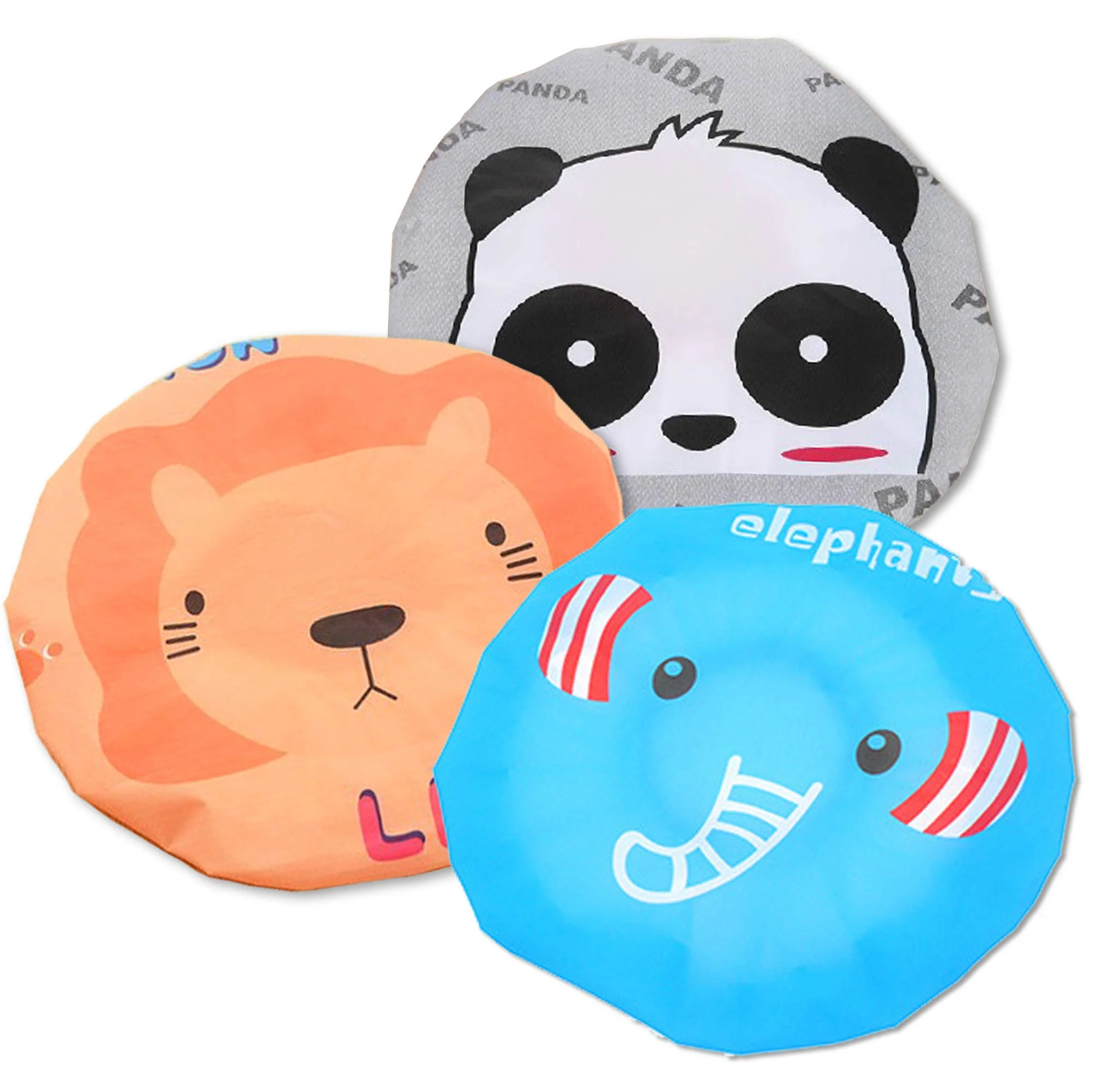 Relaxed IXIAOPET Cute Cartoon Waterproof Elastic Shower Cap Bath Cap Pack of 3 Pcs Panda Elephant Lion Smooth