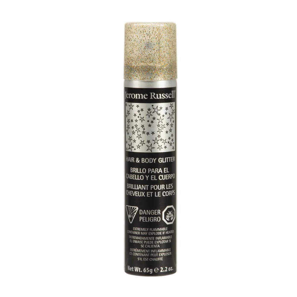 Classic Jerome Russell Temporary Hair and Body Glitter Color Spray Travel Spray Lightweight Adds Sparkly Shimmery Glow to use On Hair Skin or Certified