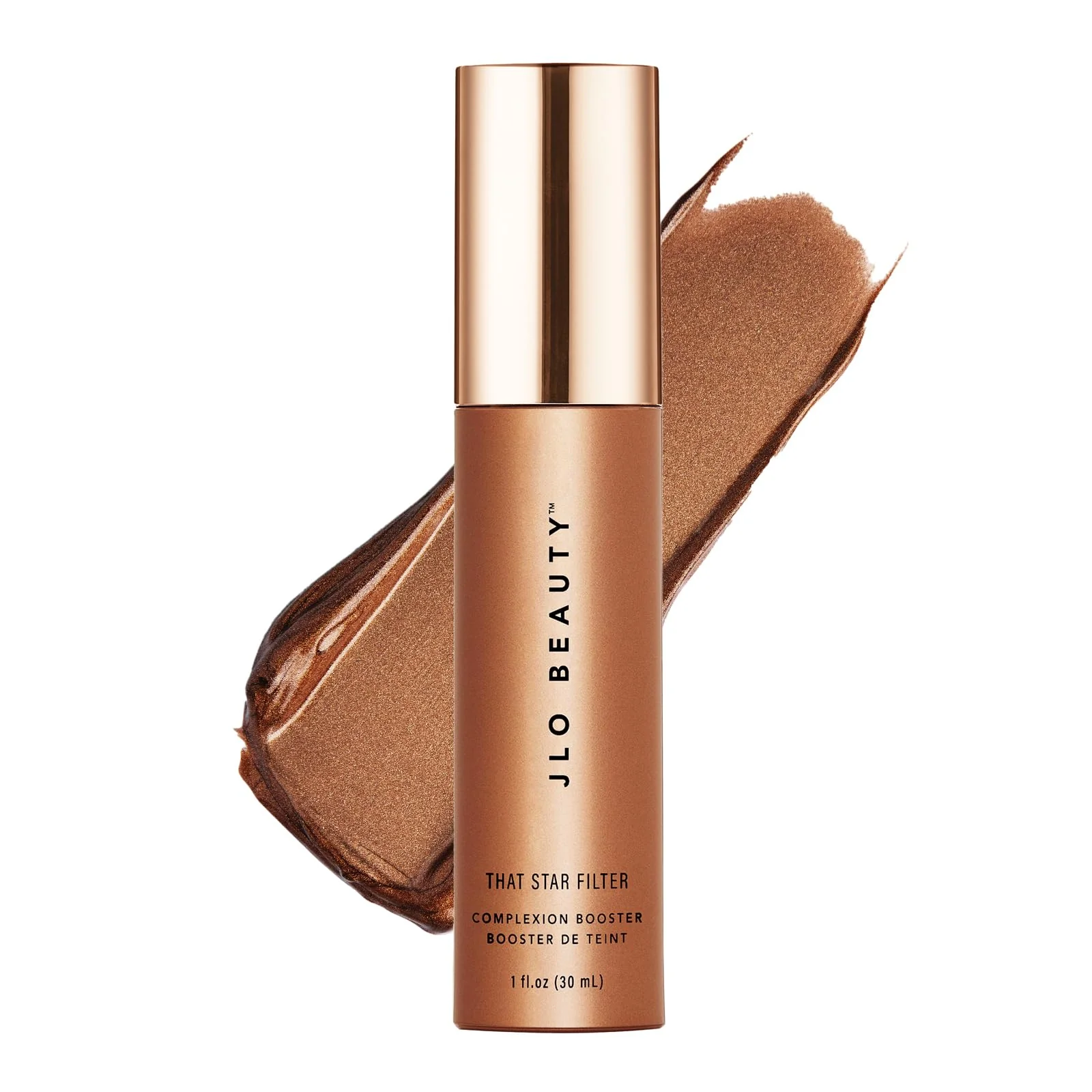 High-Quality JLO BEAUTY Complexion Booster Highlighter Bronzer for Face Body Rich Bronze Lightweight Skin Care Makeup Primer with Vitamin E Sheer Shimmer Trusted