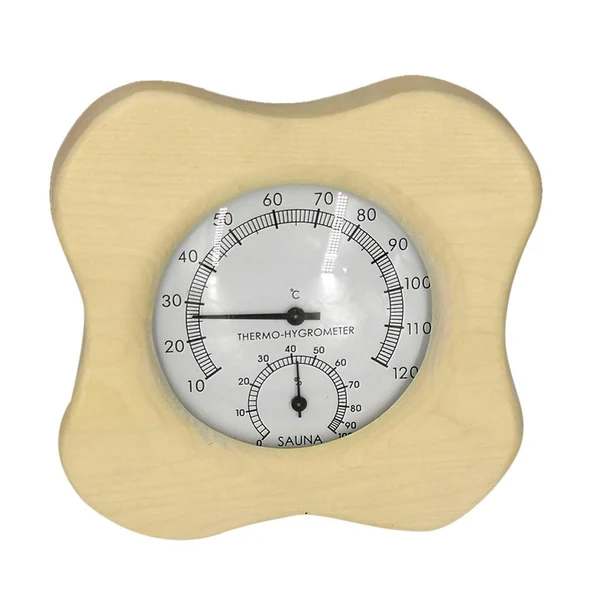 Advanced Max Wooden Sauna Room Thermometer and Hygrometer Flower Shaped Secure