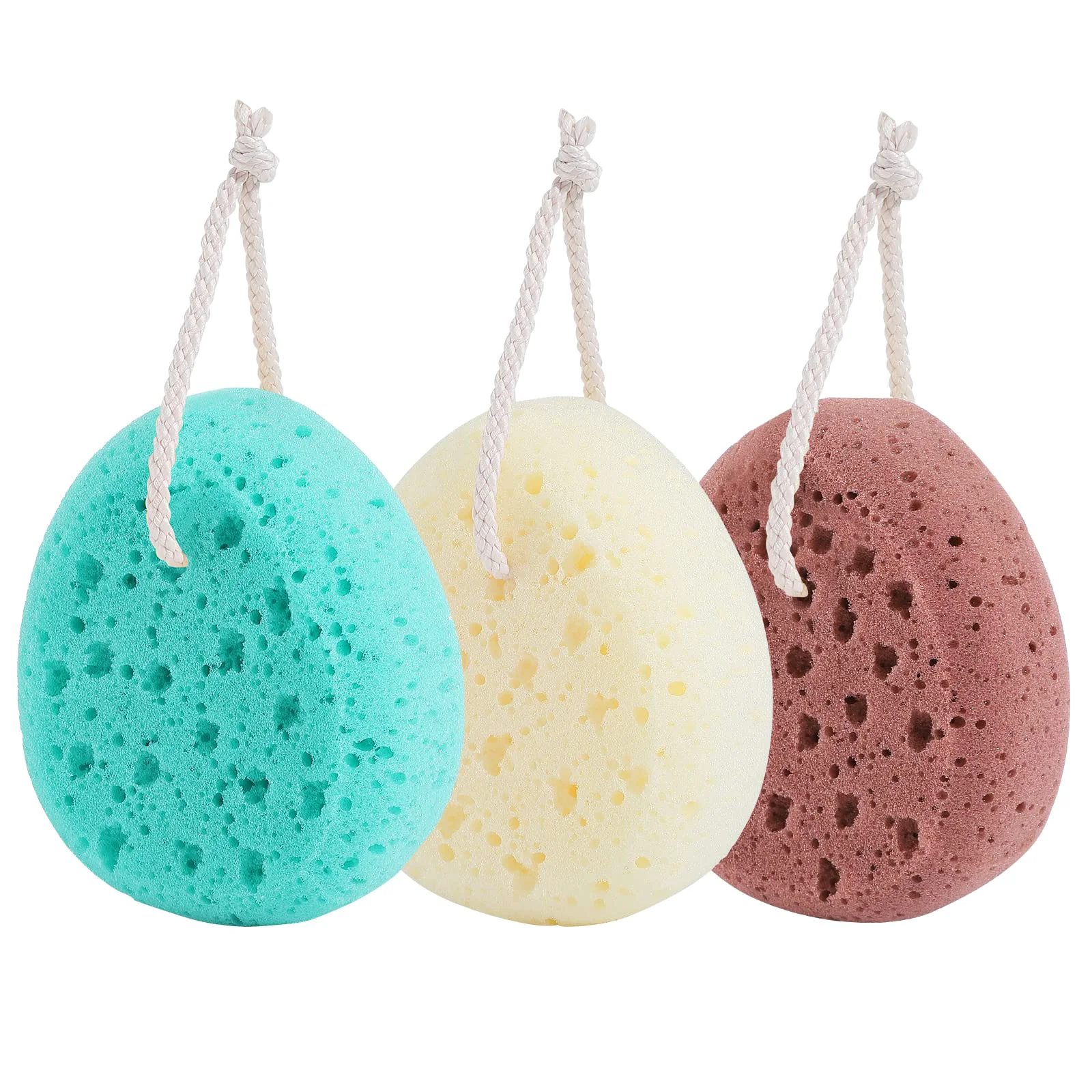 Long-Lasting KECUCO 3 Pcs Bath Sponge for Women Men Teenager Body Wash Sponges Loofah Body Scrubber 3 Colors Large Size Shower Pouf Cleaning Loofahs Lightweight