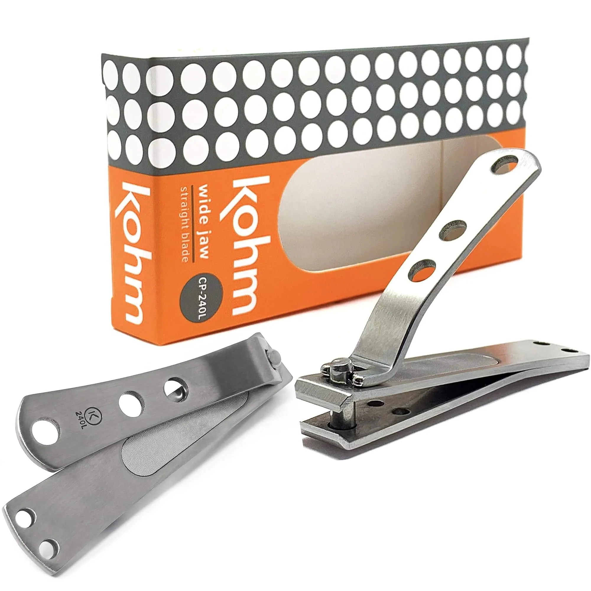 Prestigious KOHM Straight Blade Nail Clippers with Nail File in Build - Heavy-Duty Stainless Steel Professional Toenail Clippers - Nail Cutters for Seniors Eco-Friendly