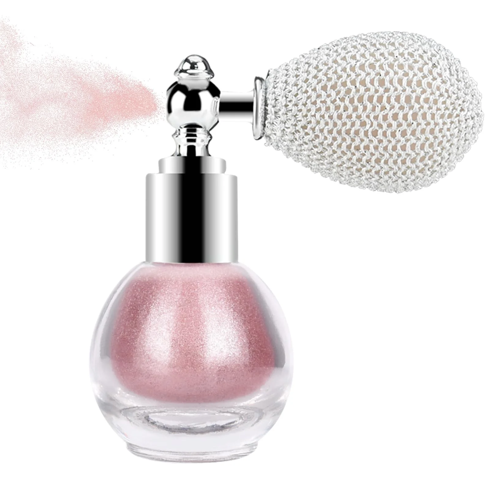 Flexible KYDA Highlighter Powder Spray High Gloss Glitter Spray Shimmer Sparkling Powder Makeup for Face and Body Glitter Cosmetic-Soft Pink