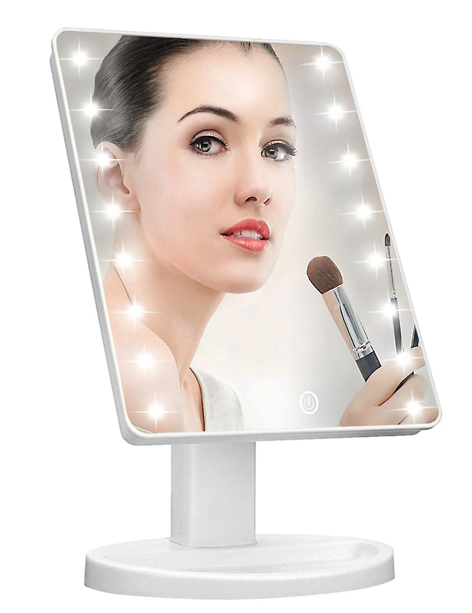 Enhanced KOOKIN Lighted Vanity Makeup Mirror 16 Led Lights 180 Degree Rotation Lighted Mirror Touch Screen Adjusted Brightness Desk Mirrors USB Dual Supply Secure