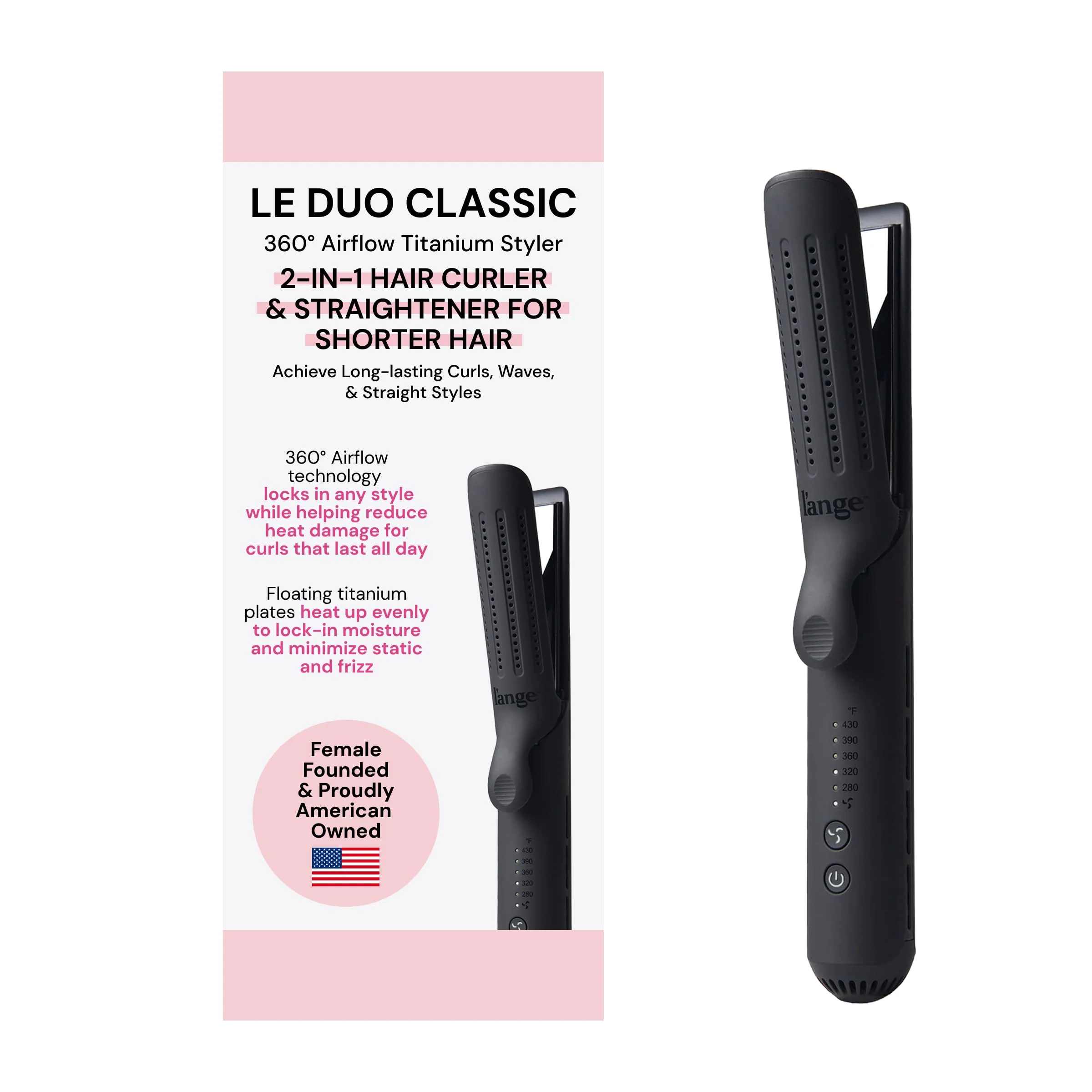 Smart L'ANGE HAIR Le Duo Grande 360° Airflow Styler 2-in-1 Curling Wand Titanium Flat Iron Professional Hair Straightener and Curler with Cooling Air Trusted