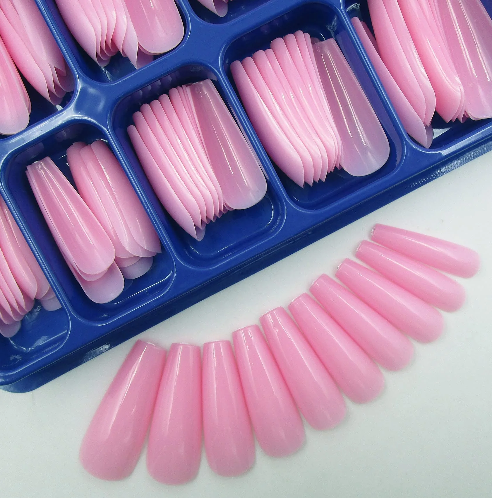 Solid LoveOurHome 100pc Colored Long Coffin False Nails Artificial Acrylic Tips Ballerina Shape XL Pink Press on Fake Nails Manicure Fingernail DIY Decor Luxury