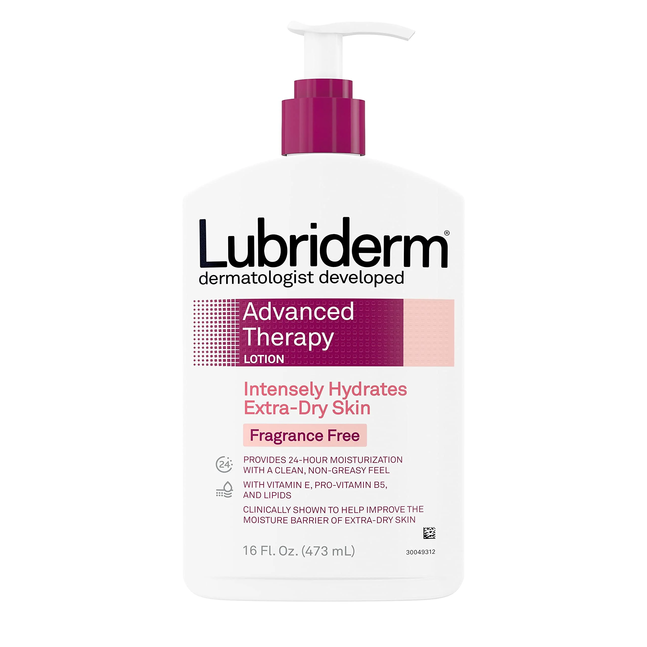 Premium Lubriderm Advanced Therapy Moisturizing Lotion with Vitamins E and B5 Deep Hydration for Extra Dry Skin Non-Greasy Formula 16 fl. oz Smooth