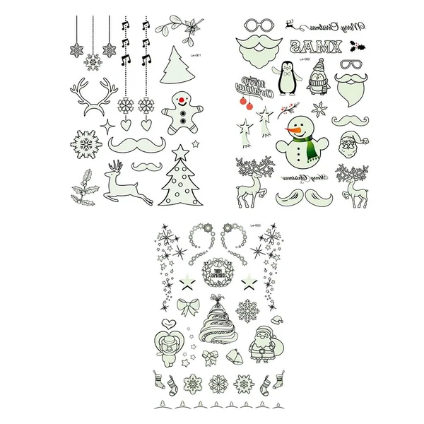 Environmentally Friendly Max 3Pcs Luminous Temporary Tattoos Water Transfer Stickers Christmas Decals Set 01 Top-Quality
