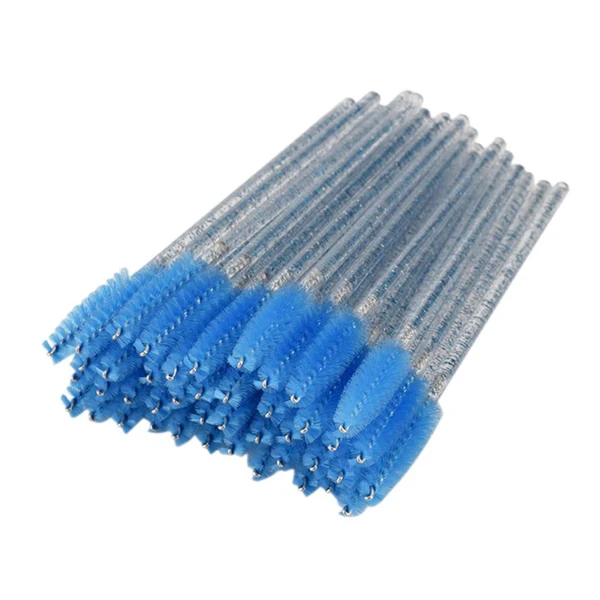 Solid Max 50x Nylon Eyelash Mascara Wands Applicators Eyebrow Shaping Grooming Brushes Blue Elite