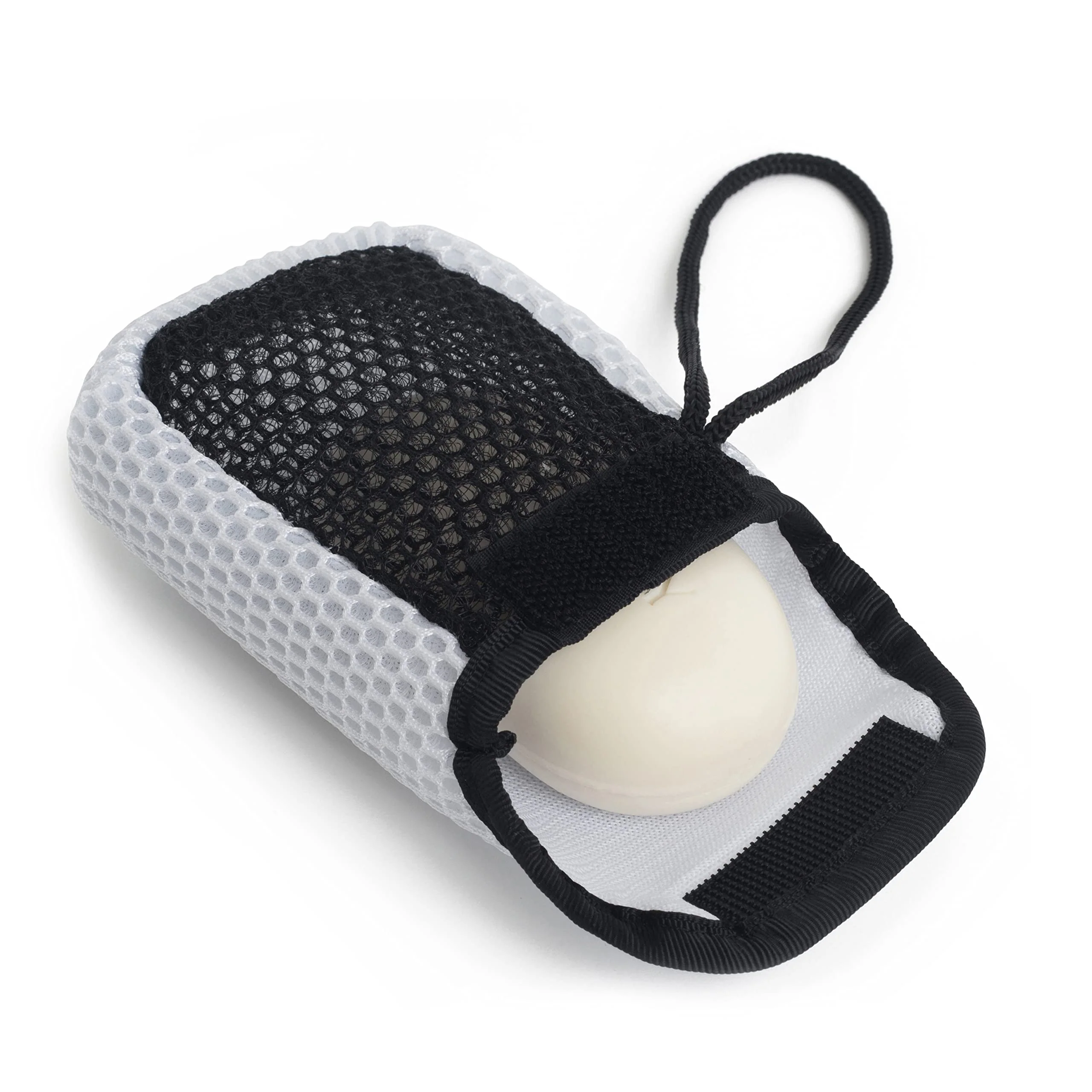 Smooth MainBasics Exfoliating Bar Soap Pouch Dual-Sided Body Scrubber - Fits Standard Size Soap Bars White Effective
