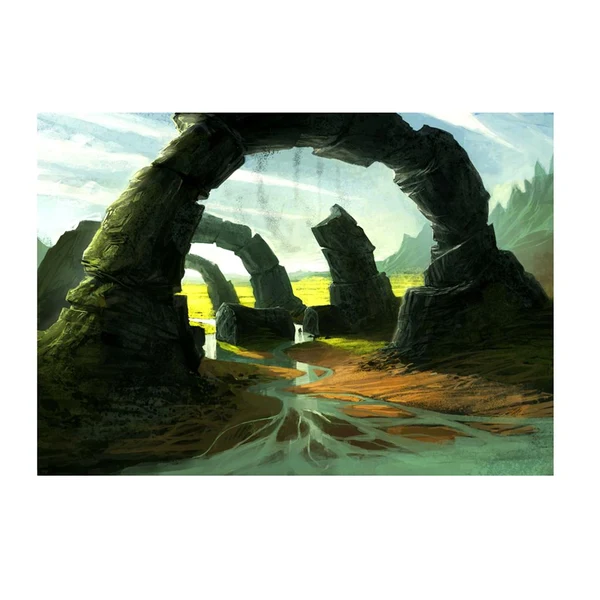 Minimalist Max Fish Tank Aquarium Background Wall Decor Sticker Stone Arch Bridge 76x56cm Comfortable
