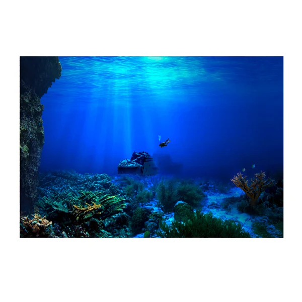 High-Grade Max Fish Tank Single-sided Adhesive Background Sticker Marine 76x56cm Superior