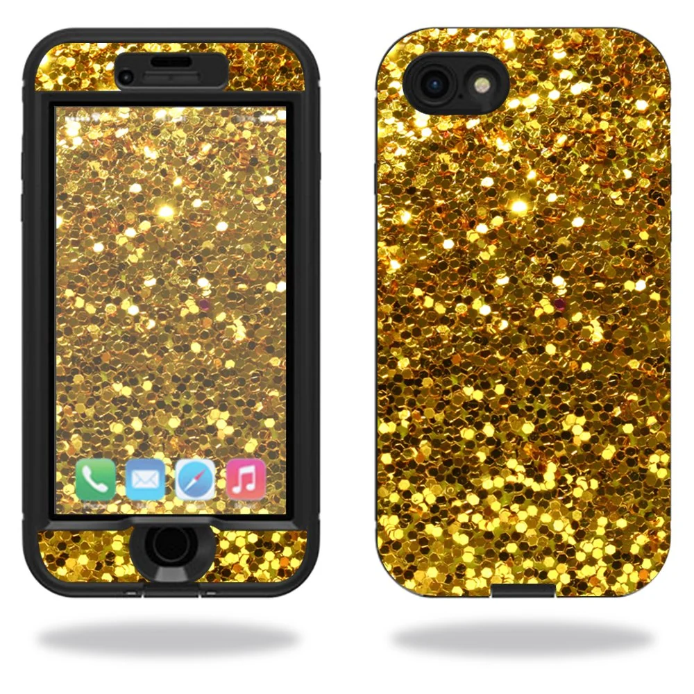 Optimized MightySkins Skin Compatible with Lifeproof Nuud iPhone SE 2020 7 8 Sticker wrap Cover Sticker Skins Gold Glitter Long-Lasting
