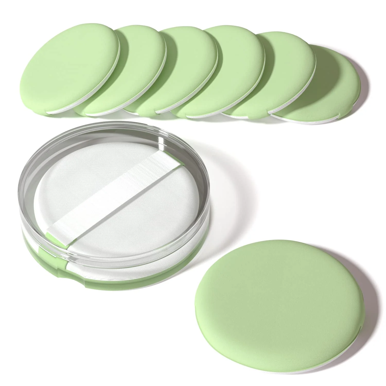Recyclable MOHOPE 8Pcs Air Cushion Makeup Sponges for Foundation with Portable Box Latex- Blending Sponge for Liquid Cream Foundation and Powder Round User-Friendly