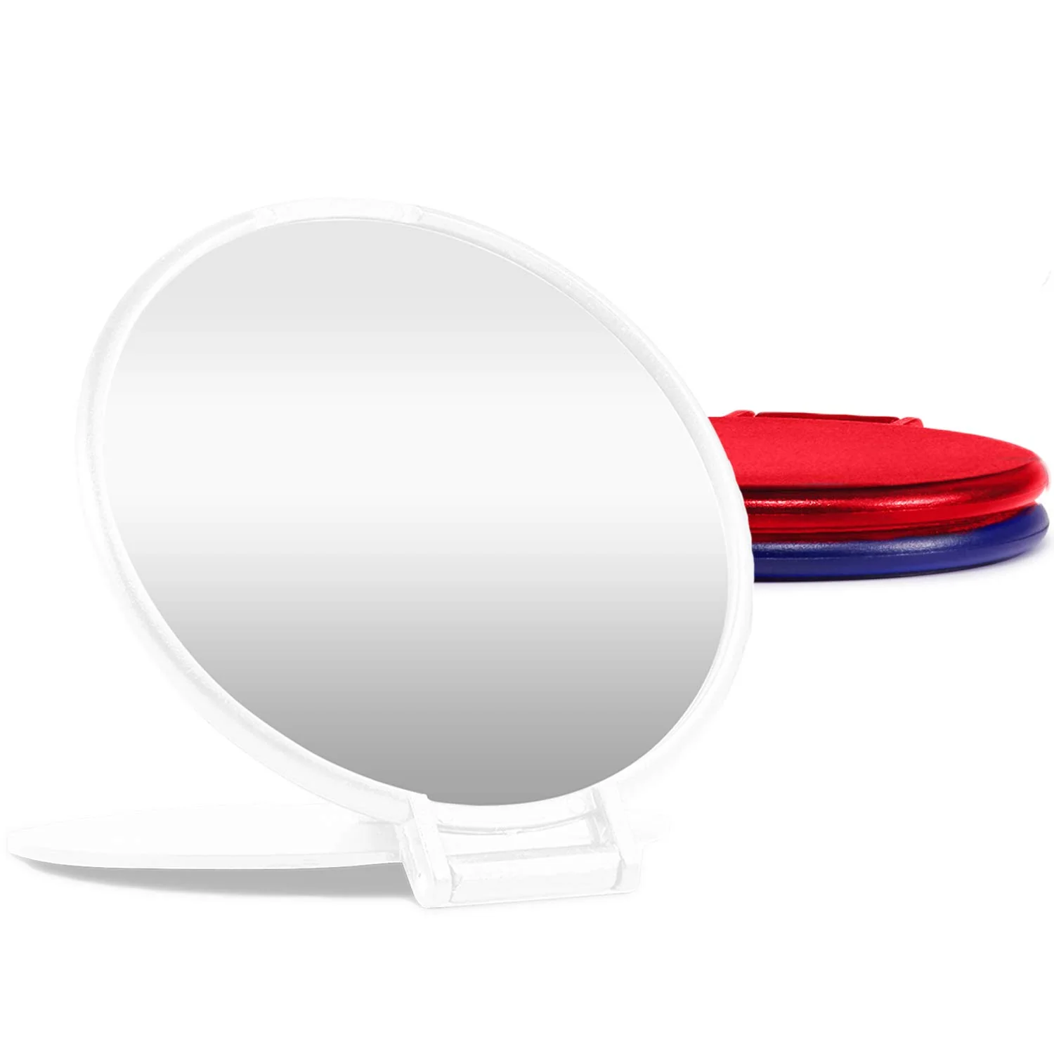 World-Class MOMIRA Compact Mirror Bulk Round Makeup Mirror for Purse Set of 3 2.6L x 2.37W 3-Colors Flexible
