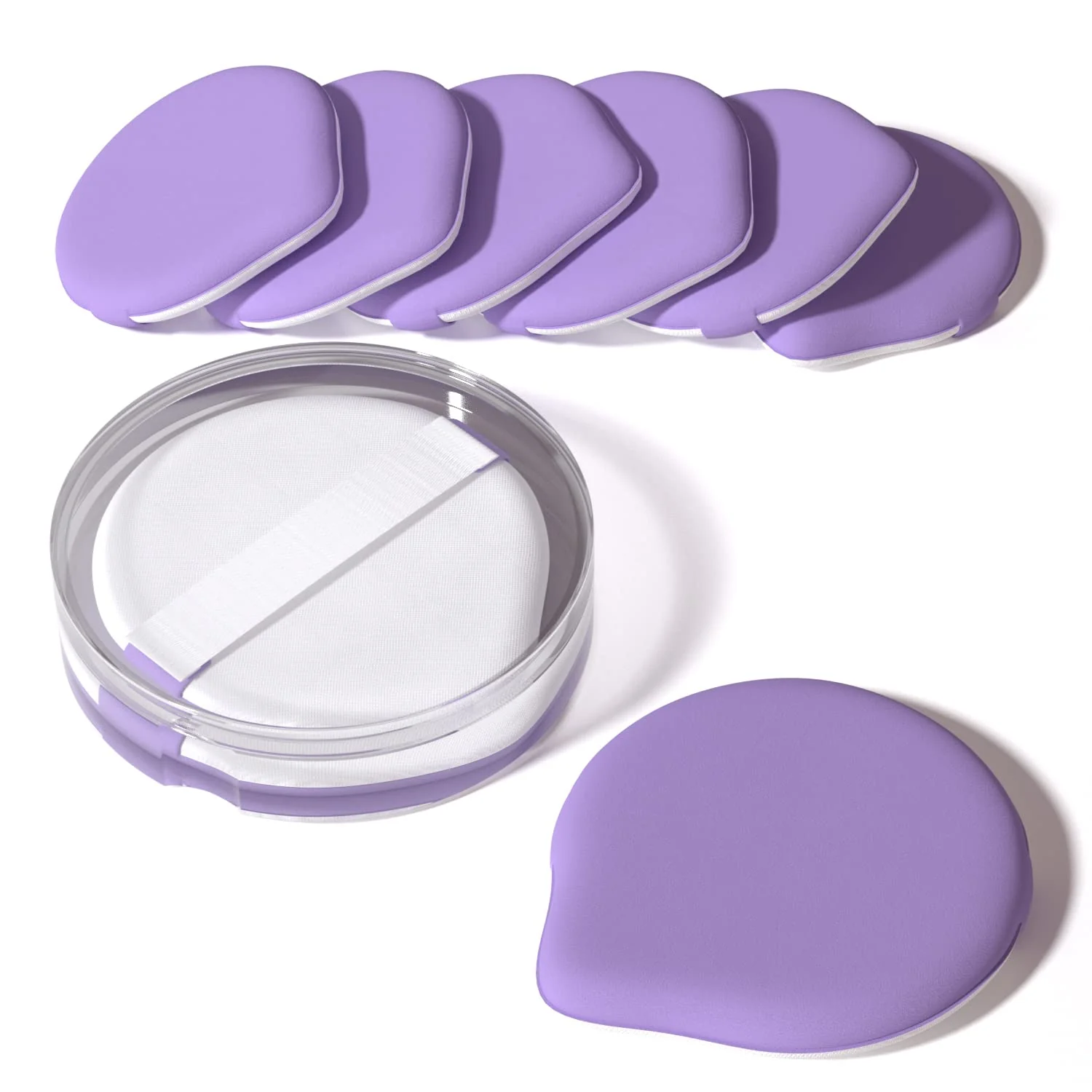 User-Friendly MOHOPE 8Pcs Air Cushion Makeup Puffs for Foundation with Portable Box No Latex Blending Sponge for Liquid Cream Foundation and Powder Teardrop Green