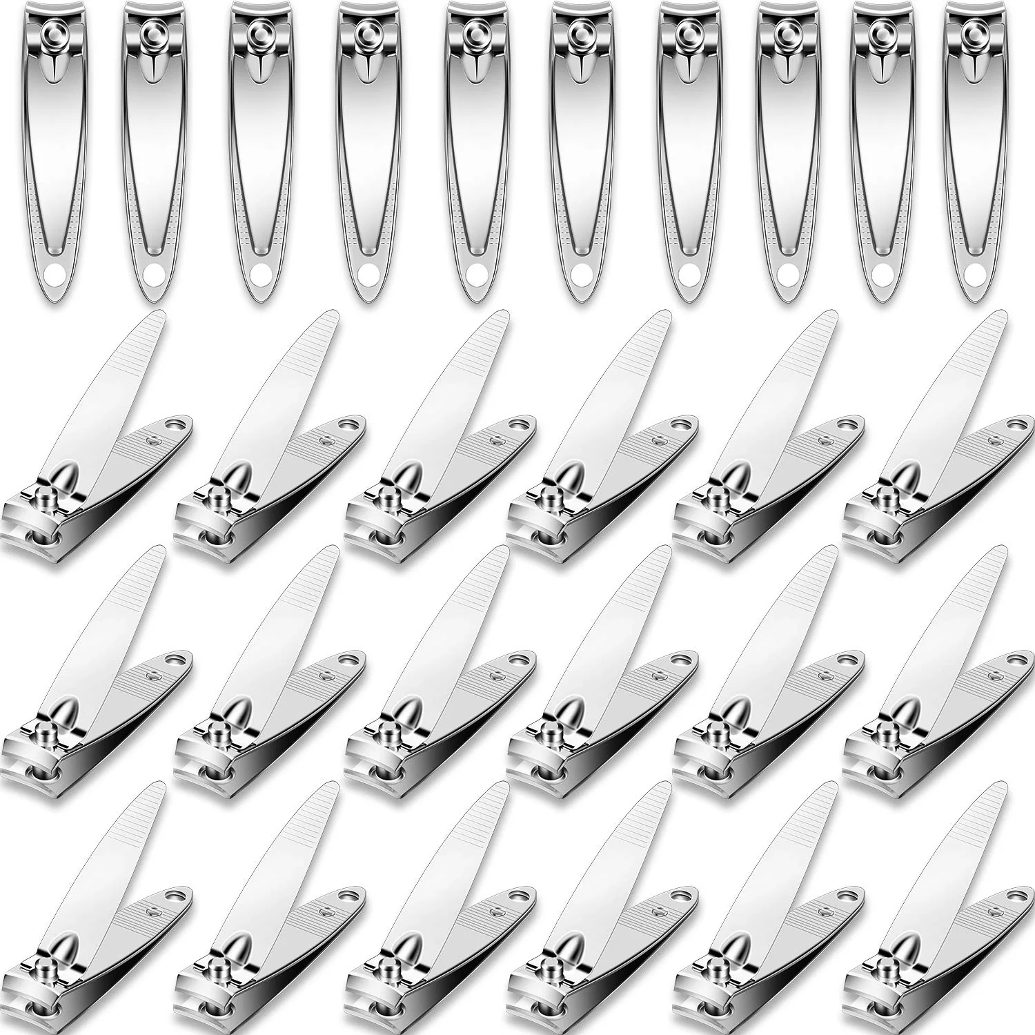 Artisan Mudder 28 Pcs Fingernail Nail Clippers Bulk Stainless Steel Toenail Clippers Thick Portable Travel Manicure Kit for Men and Women Simple Style Secure