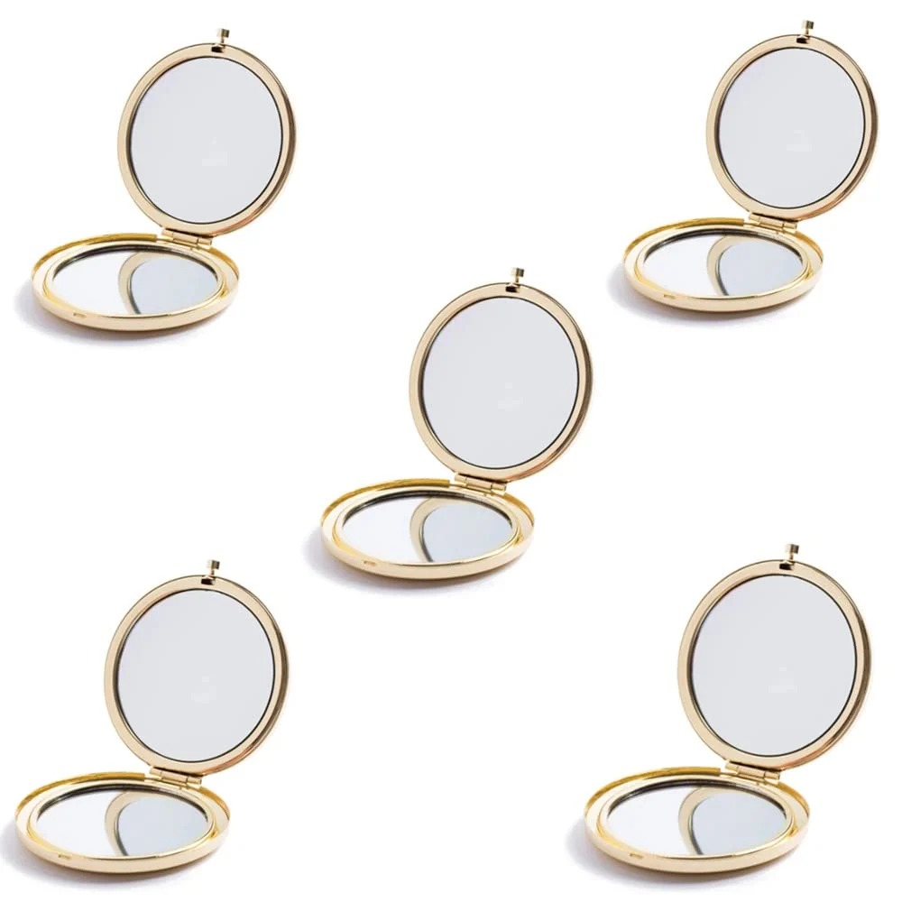 Crafted mpowtech 5 Pack Magnifying Compact Mirrors Bulk - Gold Small Mirror for Purse Double Sided Travel Makeup Mirror with 1x and 2X Magnification Cosmetic Exclusive