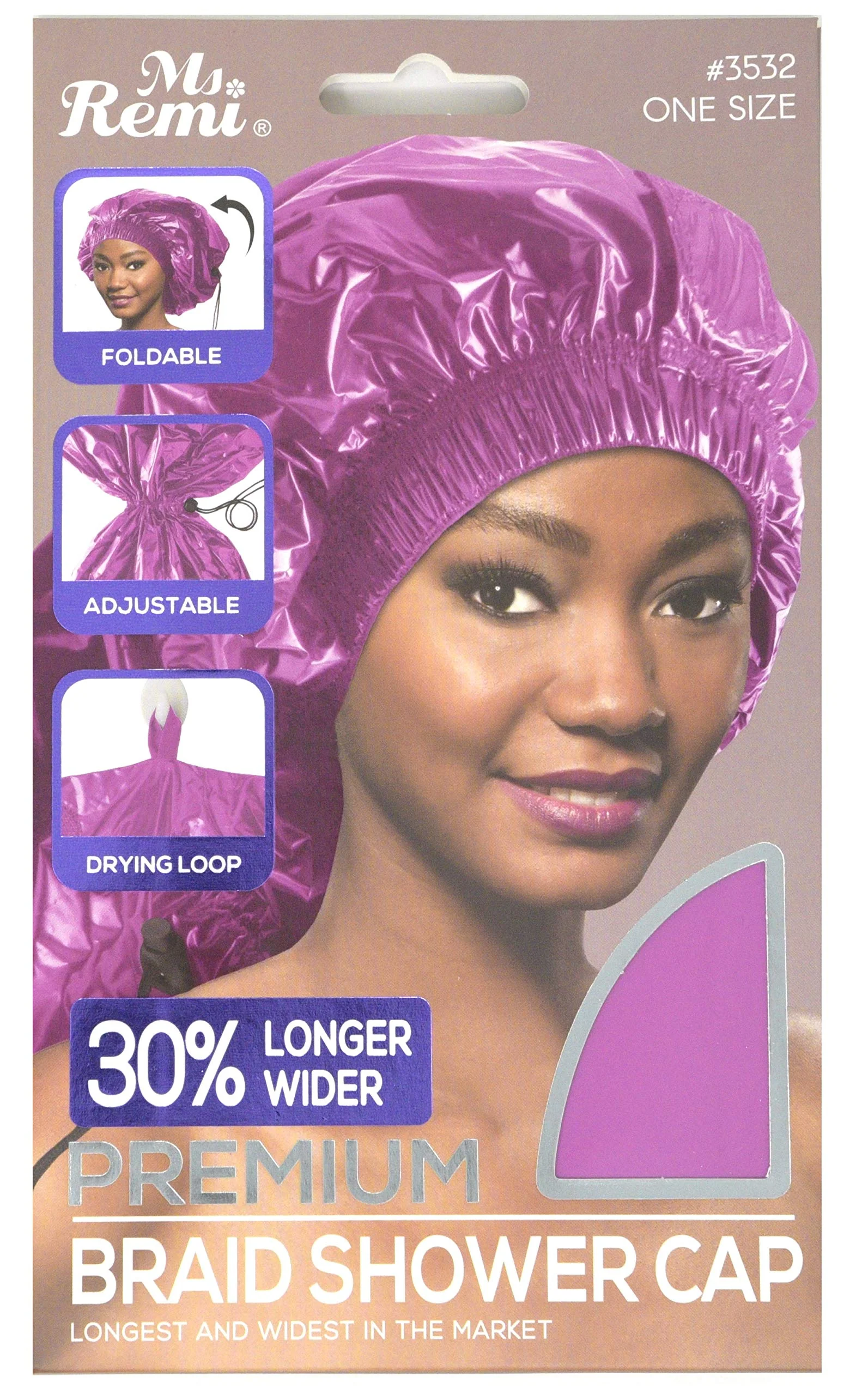 Relaxed Ms Remi Premium Braid Shower Cap Pink 25 inch long and 18.5 inch wide Breathable