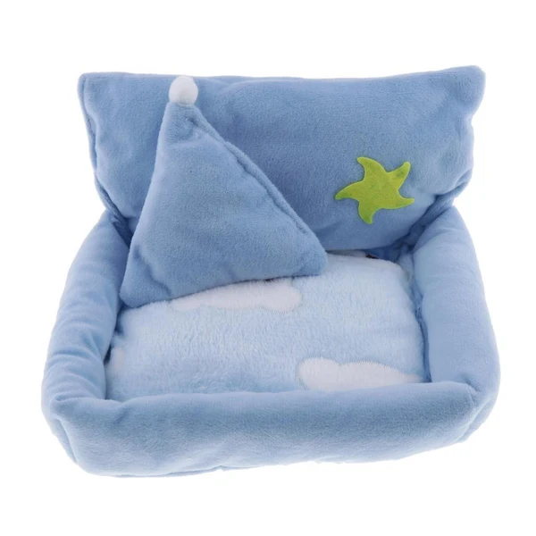 Functional Max Small Pet Hamster Gerbil Sleeping Bed Soft Nest Mattress Winter Warm Blue Top-Quality