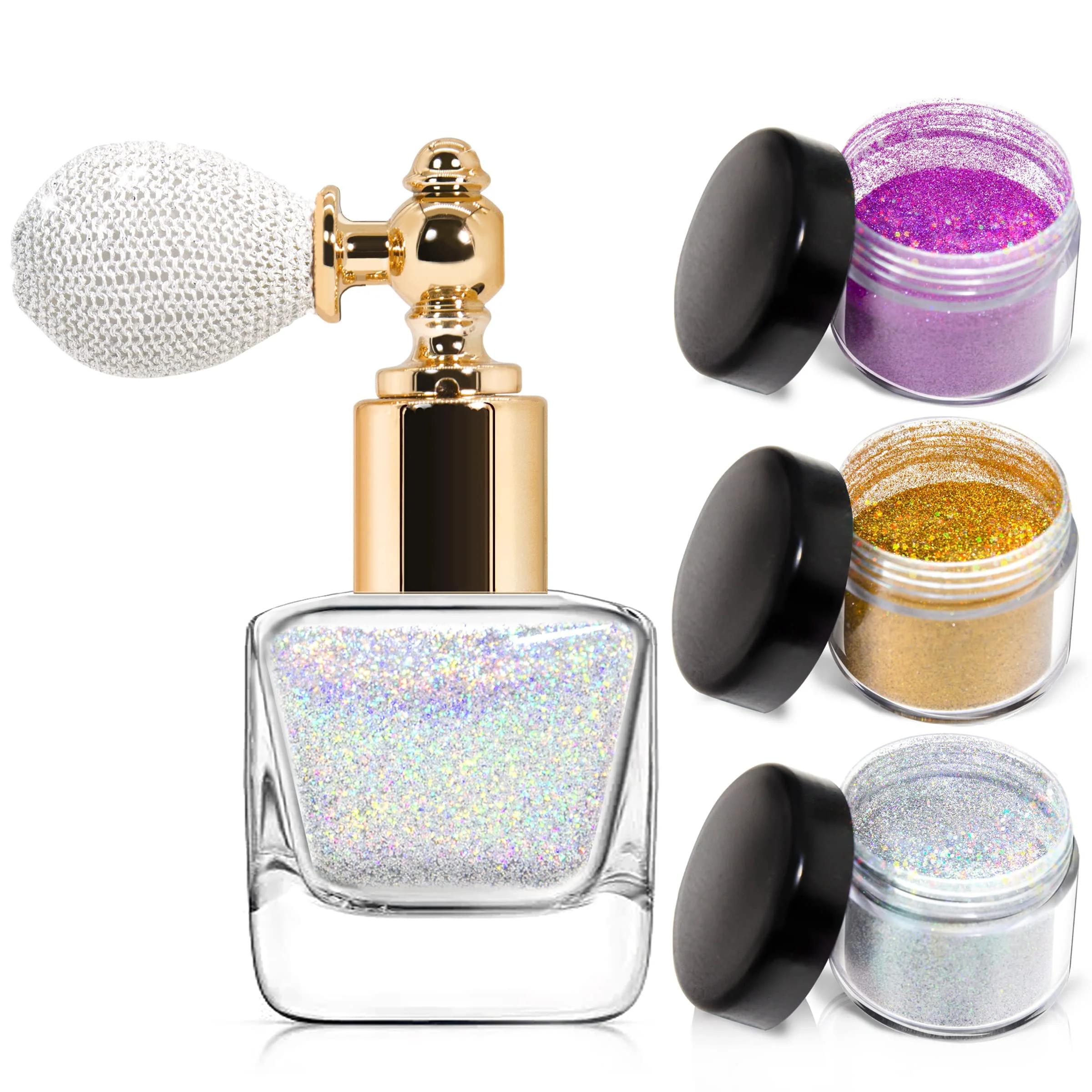 Functional NewBang Body Glitter Spray Sliver Gold Pink Glitter Powder Shimmer Highlighter Loose Powder Glitter Makeup for Body Face Hair Clothes Nail Art Craft Durable