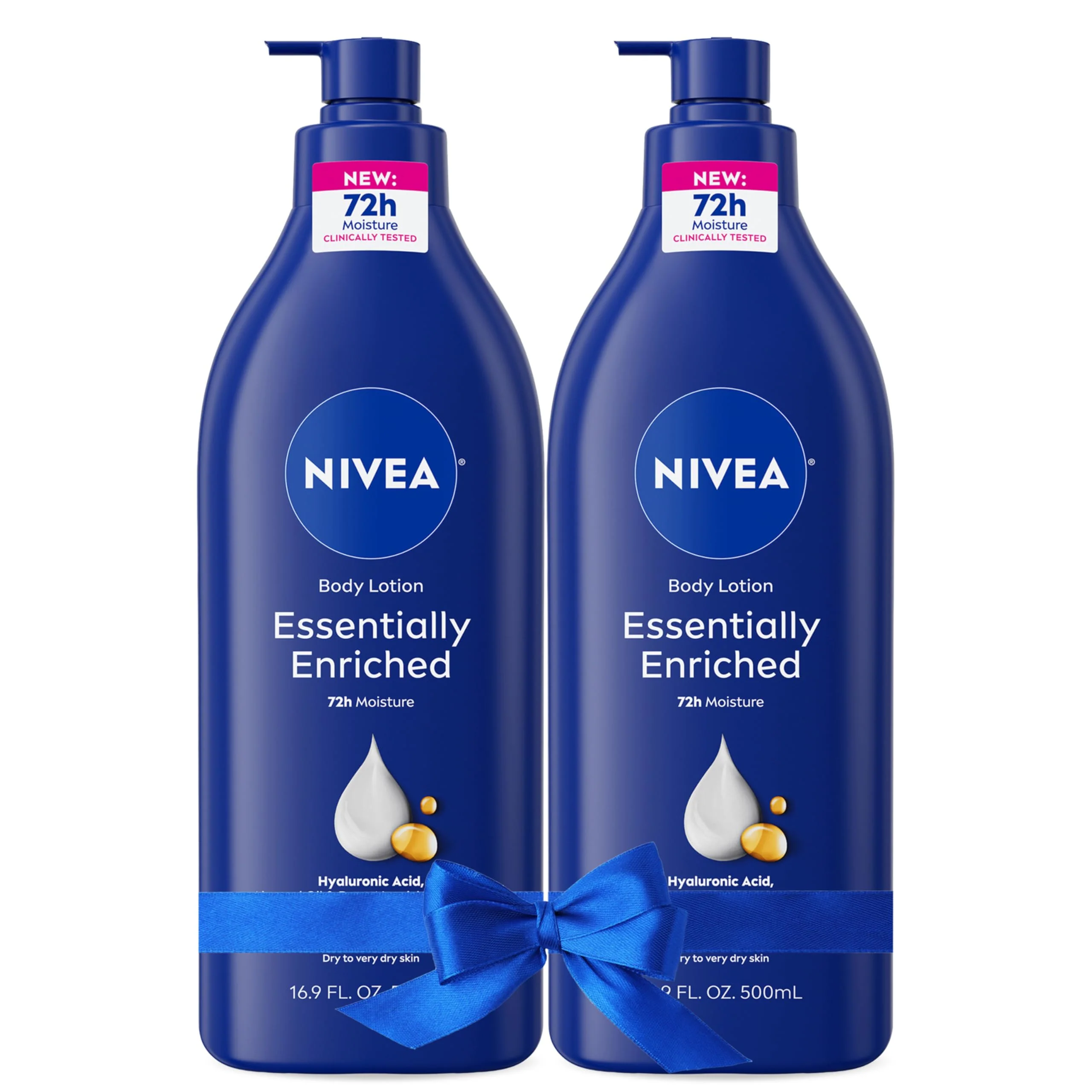 Minimalist NIVEA Essentially Enriched Body Lotion for Very Dry Skin with Hyaluronic Acid Almond Oil and Deep Nourishing Serum 72-Hour Body Moisturizer 16.9 Fl Practical