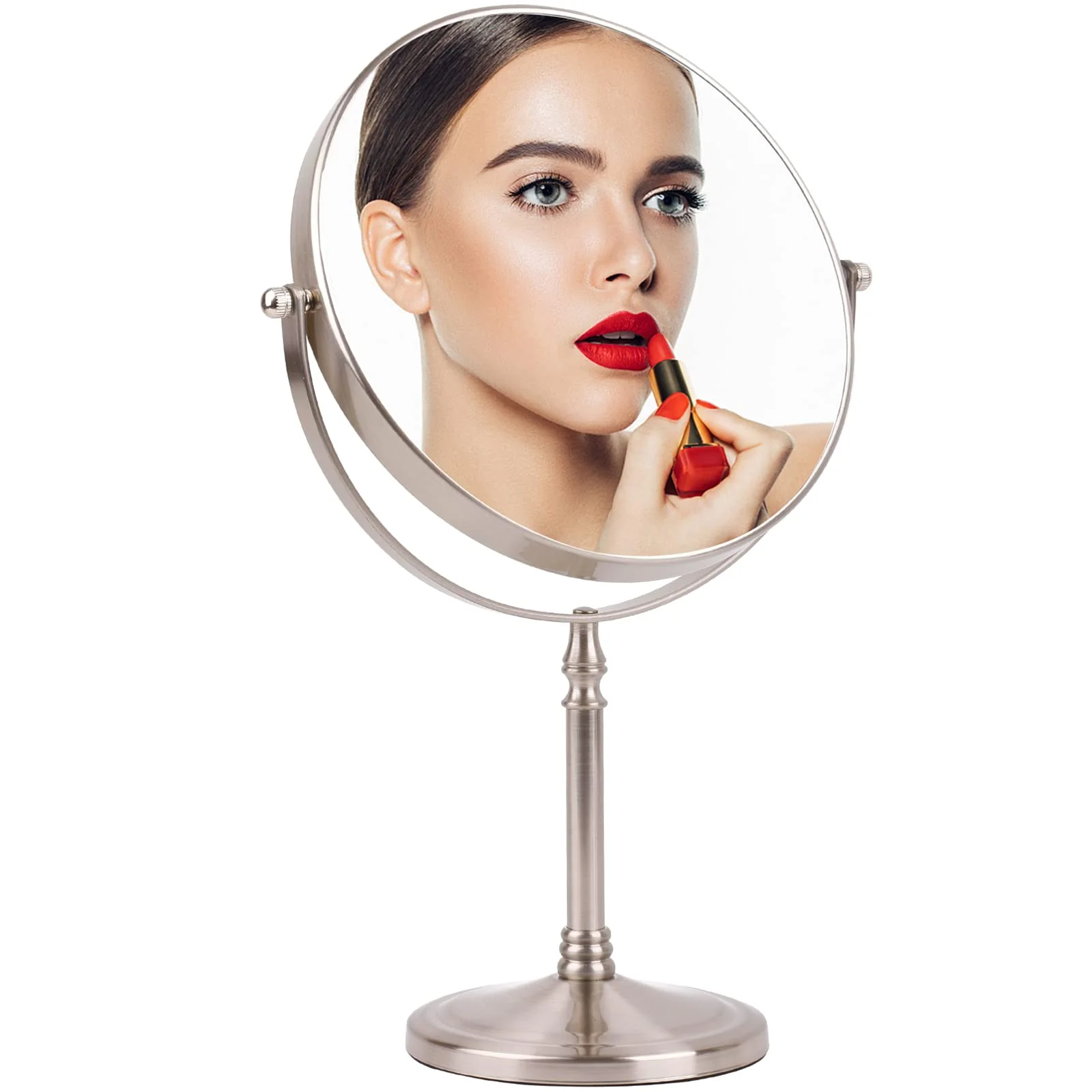 Sophisticated Ohotecy Makeup Mirror 8 Magnifying Mirror 1 10X Magnification Large Table top Double-Sided Swivel Vanity Mirror Chrome Finish Easy-to-Use