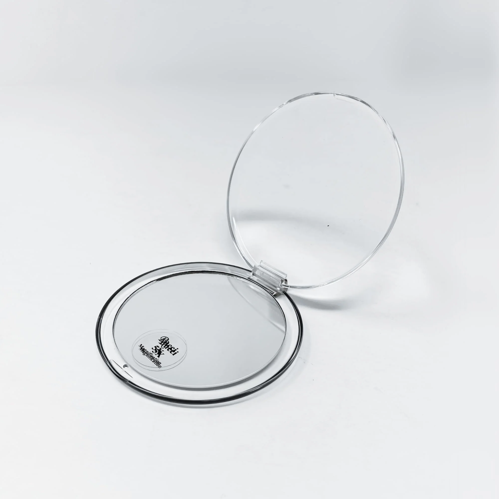 Prestigious Rucci 3-in-1 Magnifying Compact Mirror Clear Acrylic 4 Inch Diameter Elite