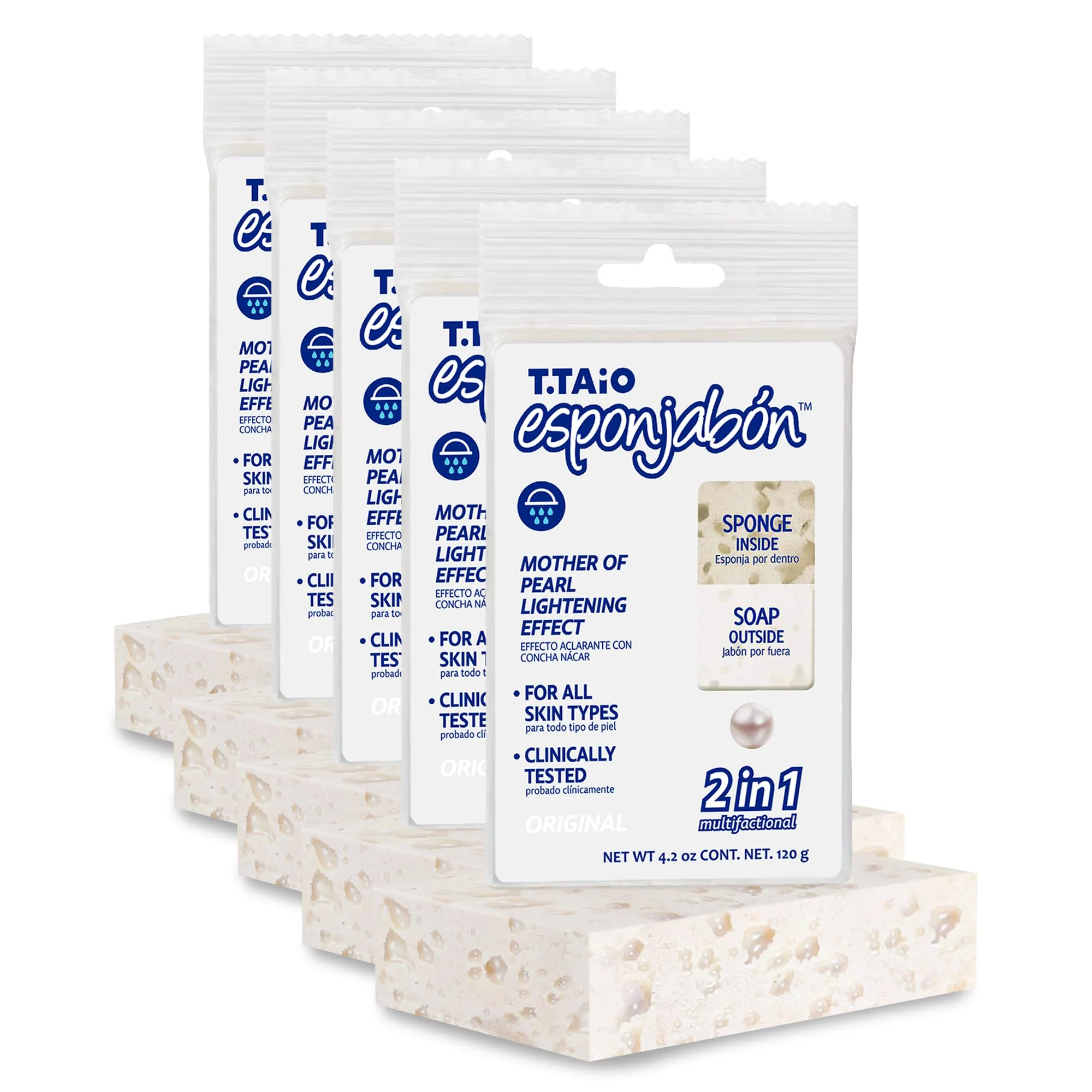 Fine T.Taio Esponjabon Mother of Pearl Soap Sponge - Cleansing Shower Scrubber - Cleaning Bath Wash Scrub - Oil Removal - Massage Lather Foot Elbow Contemporary
