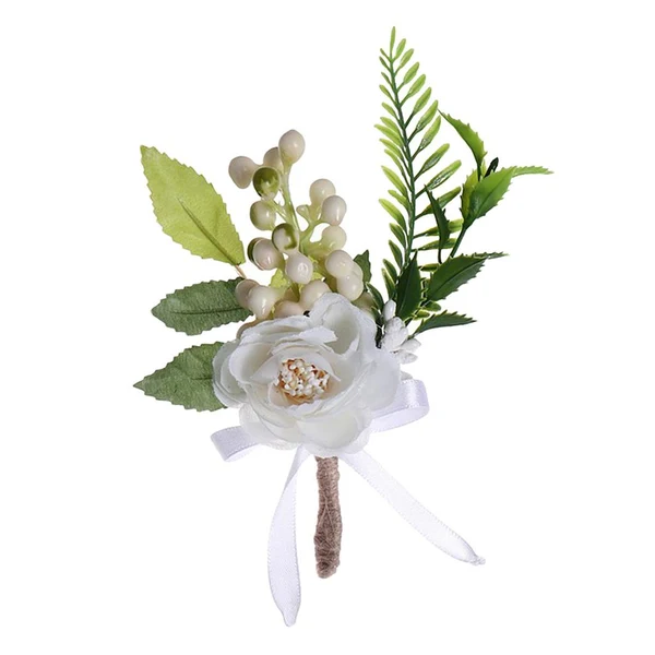 Optimized Max Romantic Wedding Party Bride Satin Flower Leaves Boutonniere Corsage Modern
