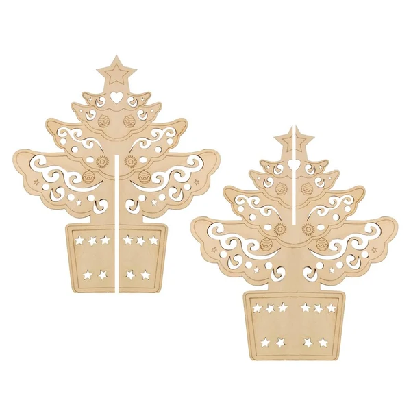 Classic Max DIY Wooden Christmas Tree Decoration Ornament Table Desk Decoration Type D Eco-Friendly