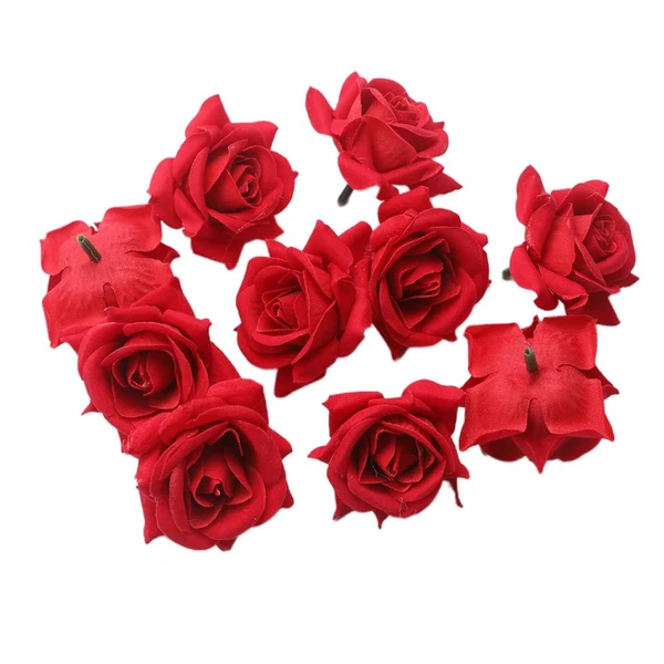 Professional Max 10 Pieces Fake Rose Flower Heads Green