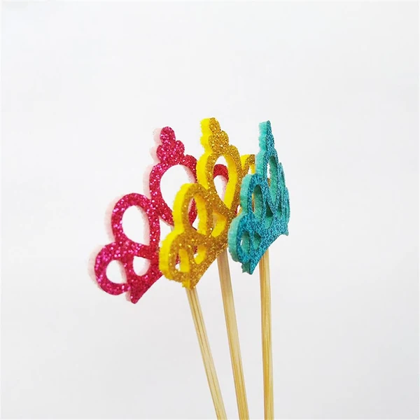 First-Class Max 6 Pieces Felt Crown Shape Cake Toppers Birthday Party Cake Picks Gold Modern