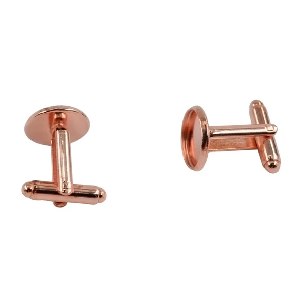 Detailed Max 10 Pieces DIY Cufflink Findings Cuff Link Blank Back Plate Pad Base rosegold High-End