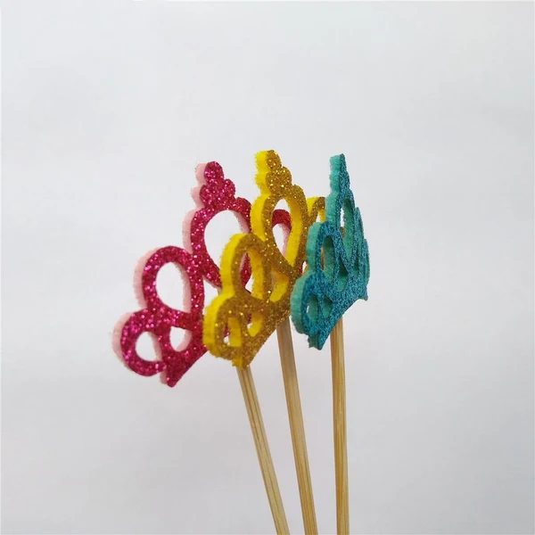 Specialty Max 6 Pieces Felt Crown Shape Cake Toppers Birthday Party Cake Picks Blue High-Performance