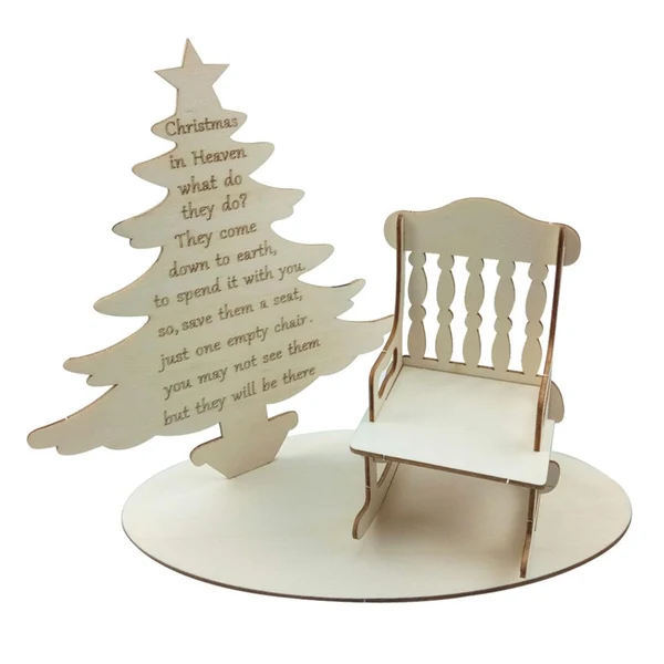 Elegant Max Wood Table Top Christmas Decoration Rocking Chair Miniature Christmas Tree High-Grade