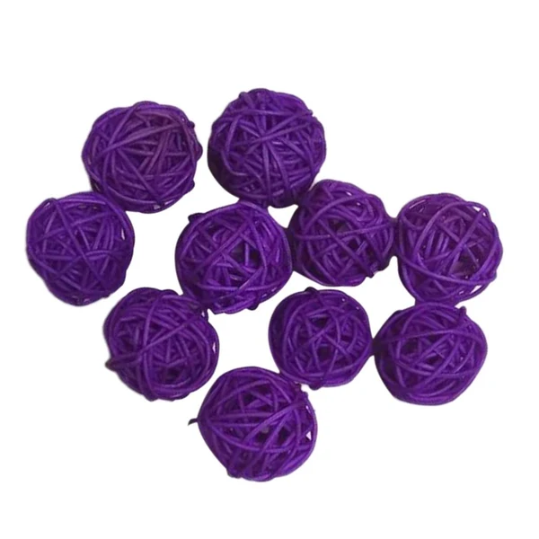 Long-Lasting Max 10pcs 3cm Wicker Rattan Balls Xmas Wedding Party Decorative Crafts purple Functional