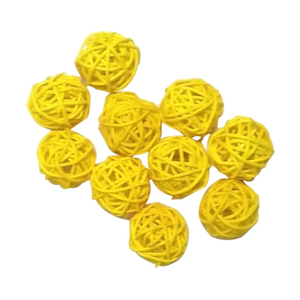 Artisan Max 10pcs 3cm Wicker Rattan Balls Xmas Wedding Party Decorative Crafts yellow Flexible