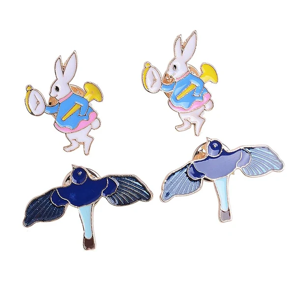Eco-Friendly Max 4pcs rabbit bird Pinch Back Pins Brooch Findings clutch badge Genuine
