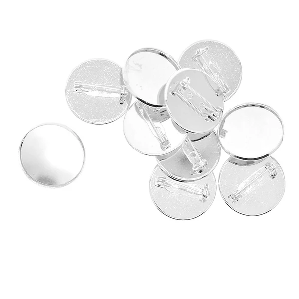 Fine Max 10Pcs 25mm Brooch Making Blank Cabochon Bezel Setting Trays for Badge White Classic