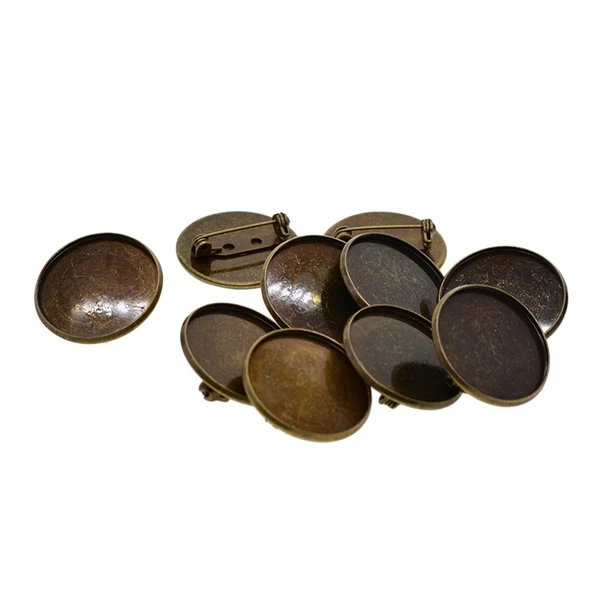 Next-Generation Max 10Pcs 25mm Brooch Making Blank Cabochon Bezel Setting Trays for Badge Bronze Premium Material