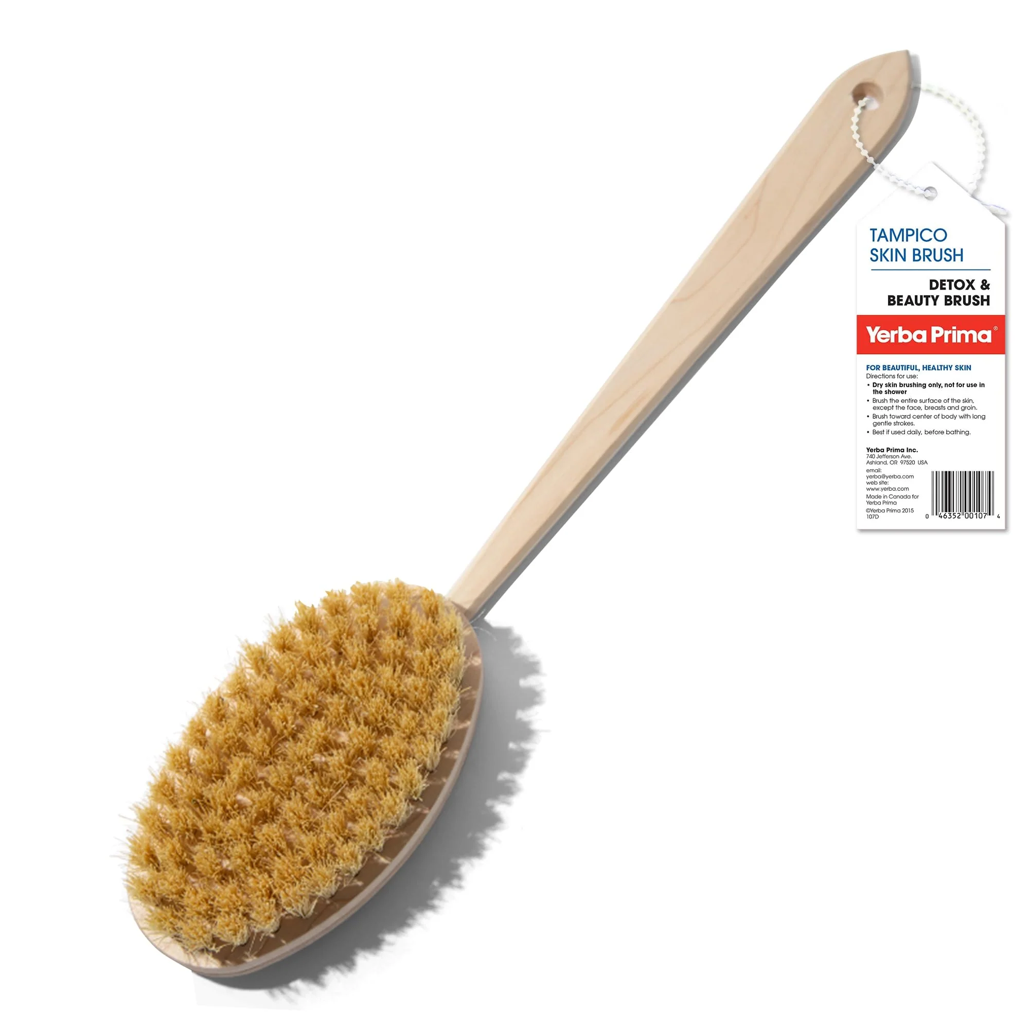 Powerful Yerba Prima Tampico Skin Brush Pack of 1 - Natural Vegetable Fiber Bristles for Dry Skin Brushing Sophisticated