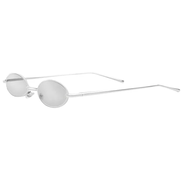 Premium Material Max Small Metal Frame Oval Candy Color Sun Glasses Silver Lense Silver Frame Quality