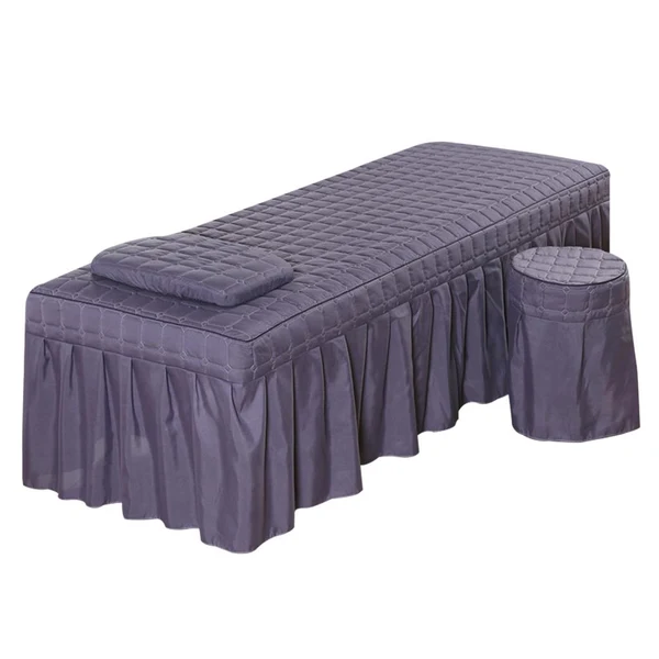 Lightweight Max SPA Massage Table Linen Set Bed Skirt Pillow Case Stool Cover Smoky Purple-S Outstanding