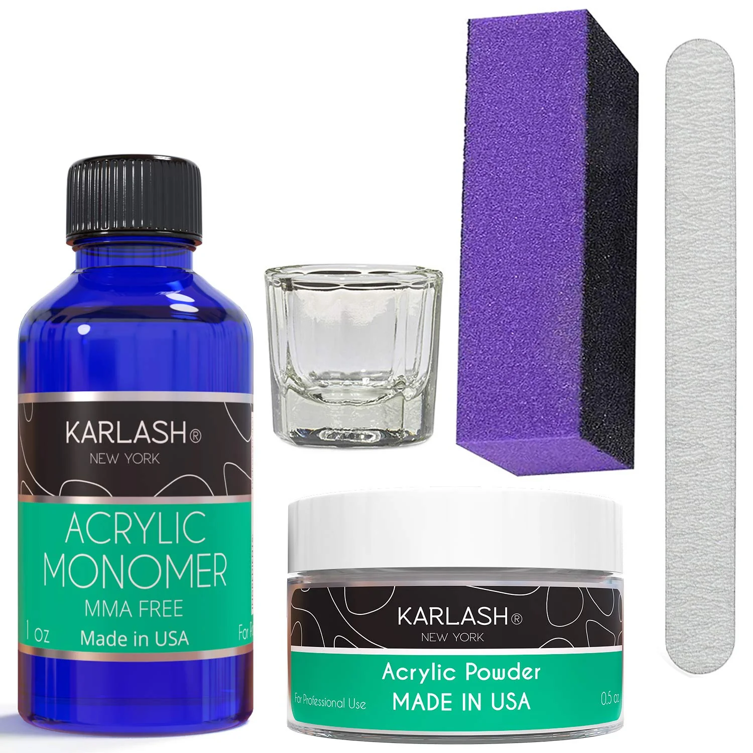 Enhanced Karlash Professional Polymer Economy Kit Acrylic Powder Crystal Clear 0.5 oz and Acrylic Liquid Monomer 1 oz for Doing Acrylic Nails MMA Ultra Natural