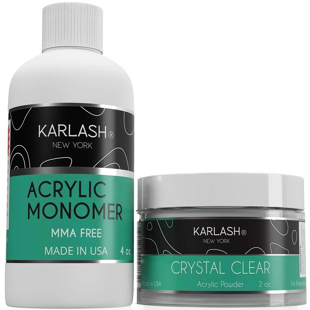 Exceptional Karlash Professional Polymer Kit Acrylic Powder Crystal Clear 2 oz and Acrylic Liquid Monomer 4 oz for Doing Acrylic Nails MMA Ultra Shine Enhanced