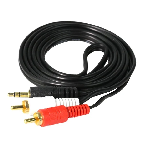 Solid Max 1M 3.5mm Stereo Male to 2 RCA Dual Audio Male Adapter Speaker Cable Black Luxury